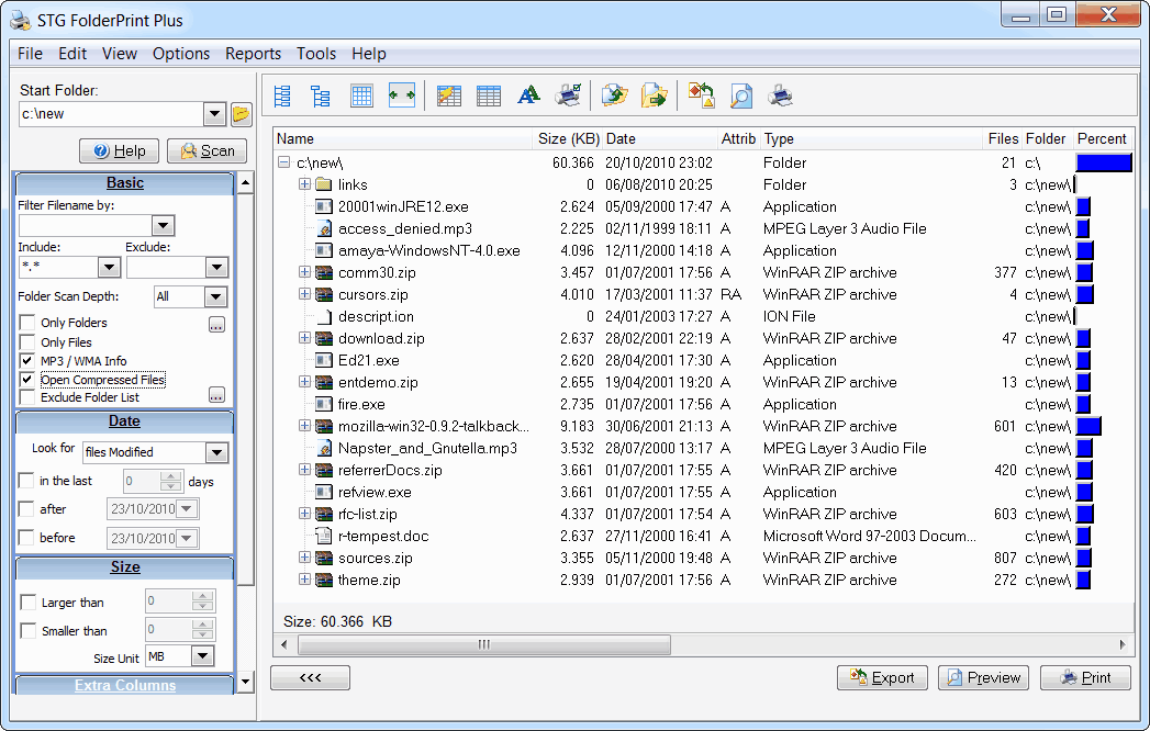 Print and visualize your folders. Find out where your HD space went.