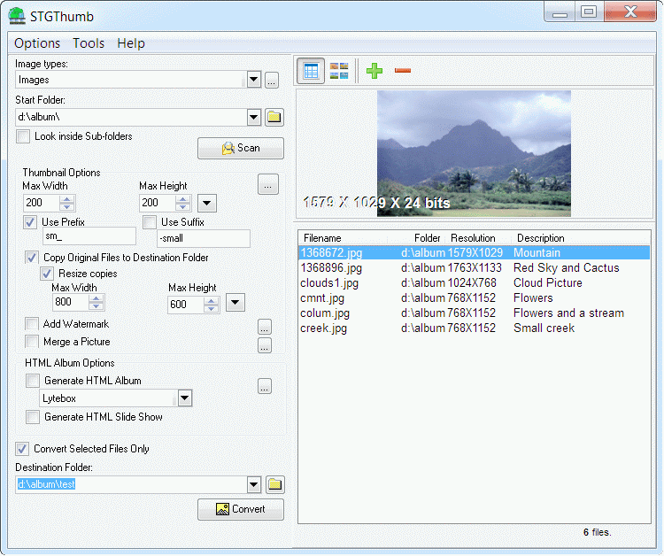 Advanced batch image resizer, convert from many formats, rotate, effects, etc.